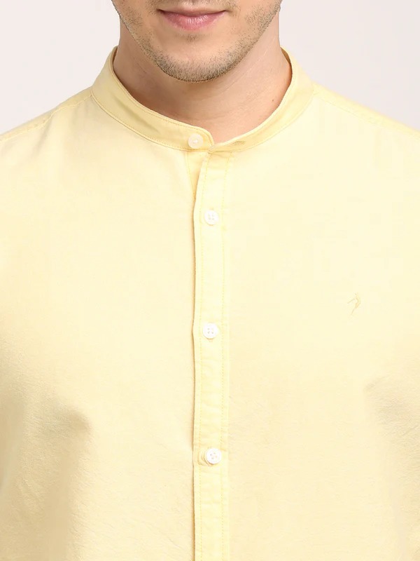 Indian Terrain Men's Regular Fit Full Sleeve Solid Yellow Shirt